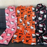 Sanrio Hello Kitty Kawaii Home Pants for Halloween in Flannel - Himpall